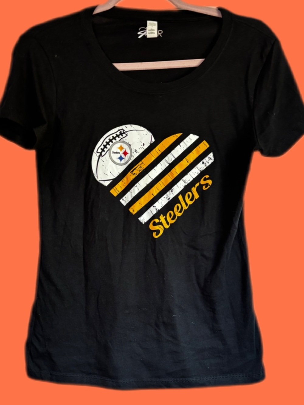 Black Steelers Woman’s V-Neck Black Graphic Tee
